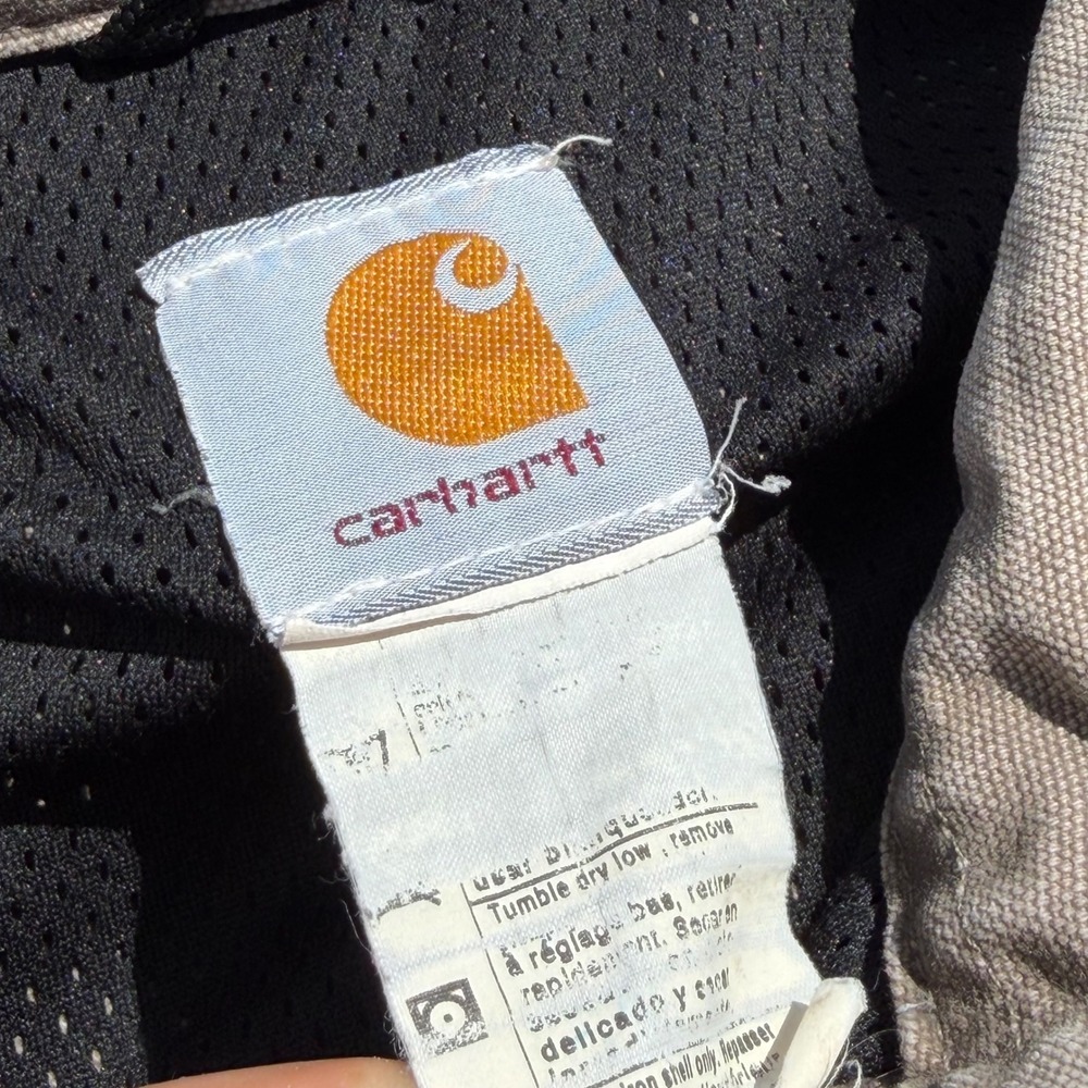Carhartt Mens Faded Tan Canvas Mesh Lined Bomber Jacket Khaki Workwear Size XL - Picture 2 of 8